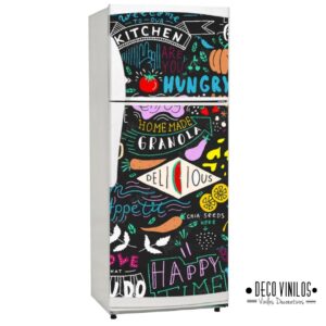 Vinilo Heladera Welcome Kitchen Black