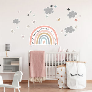 Vinilo Decorativo Arcoiris Nordico Rosado