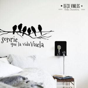 Vinilo decorativo Sonríe que la vida vuela